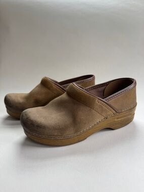 Dansko Tan Suede Clogs